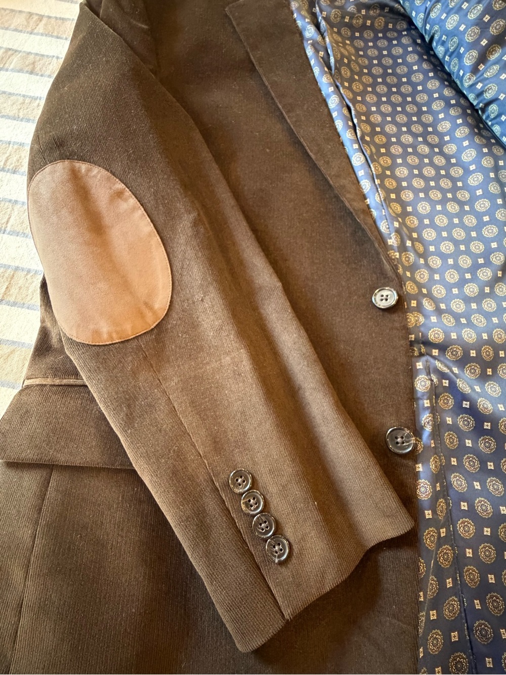 Lauren Ralph Lauren Brown Corduroy Blazer with Tan Elbow Patches - Picture 2 of 16